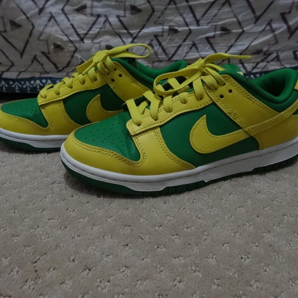 Nike Dunk Low Retro Reverse Brazil, Bright Green, Yellow, Size 5.5M/7W